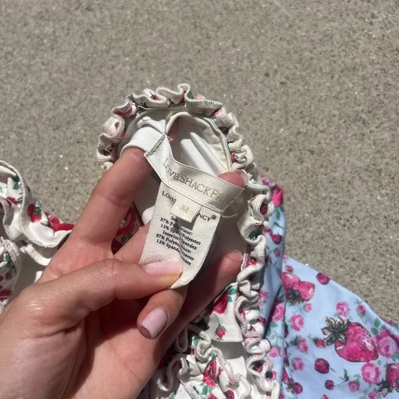 LoveShackFancy Pink and White Floral women’s One Piece swimsuit size medium - Picture 5 of 5